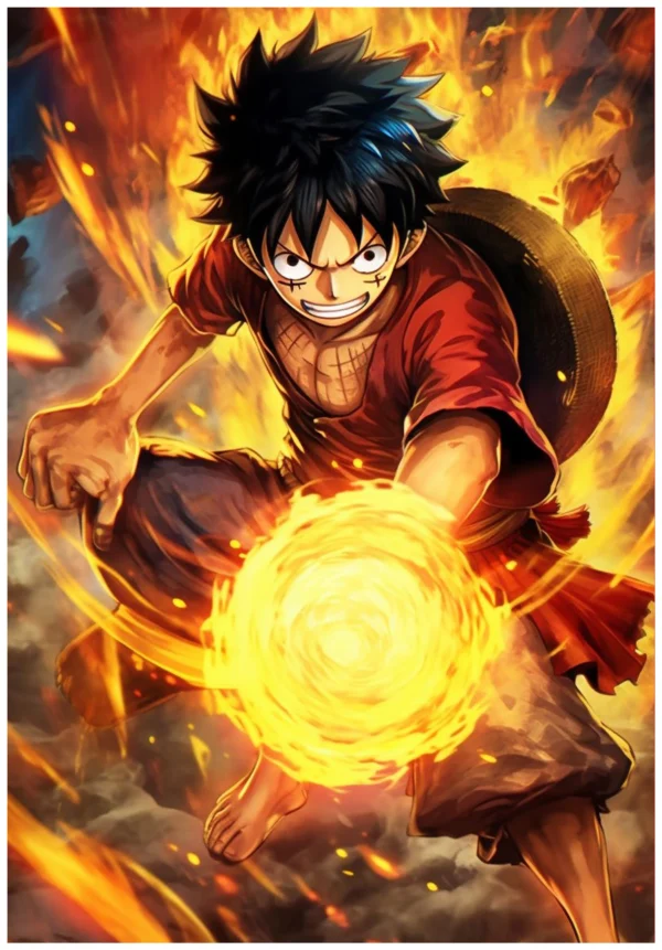 luffy flame poster red hawk