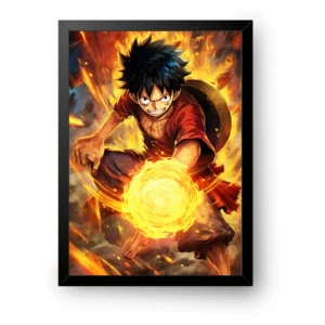 luffy flame poster red hawk with frame
