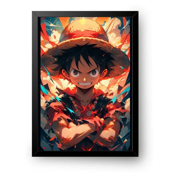 luffy Rage chibi colorful wall Poster with frame