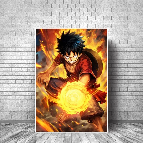 luffy flame poster