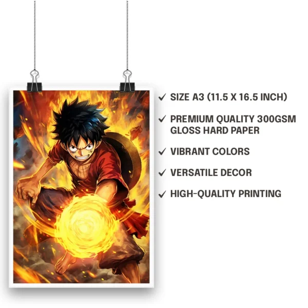 luffy flame poster size